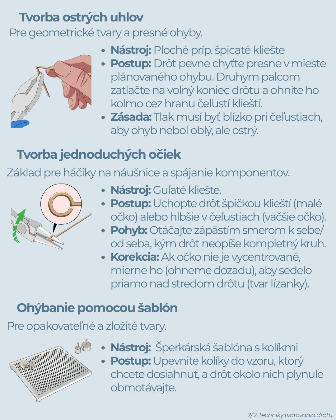 Tvorba ostrých uhlov a jednoduchých očiek